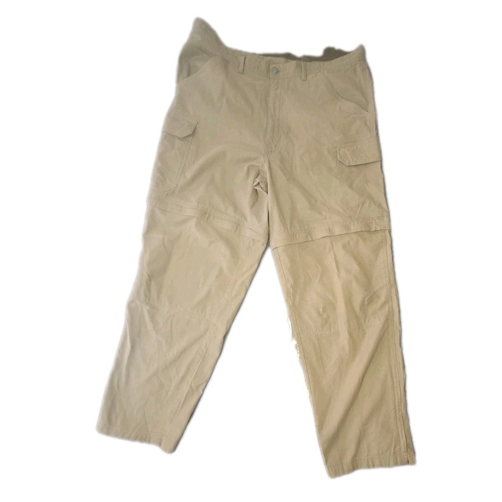 REI Co-op Convertible Cargo Pants Men 38x32 Tan Hiking Zip Off Trail Utility